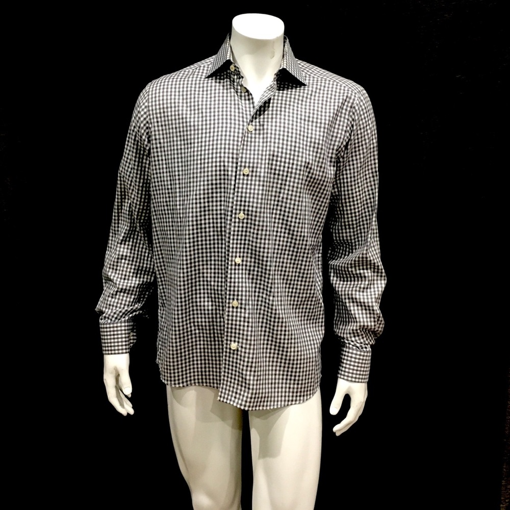 Eton Black and White Gingham Dress Shirt